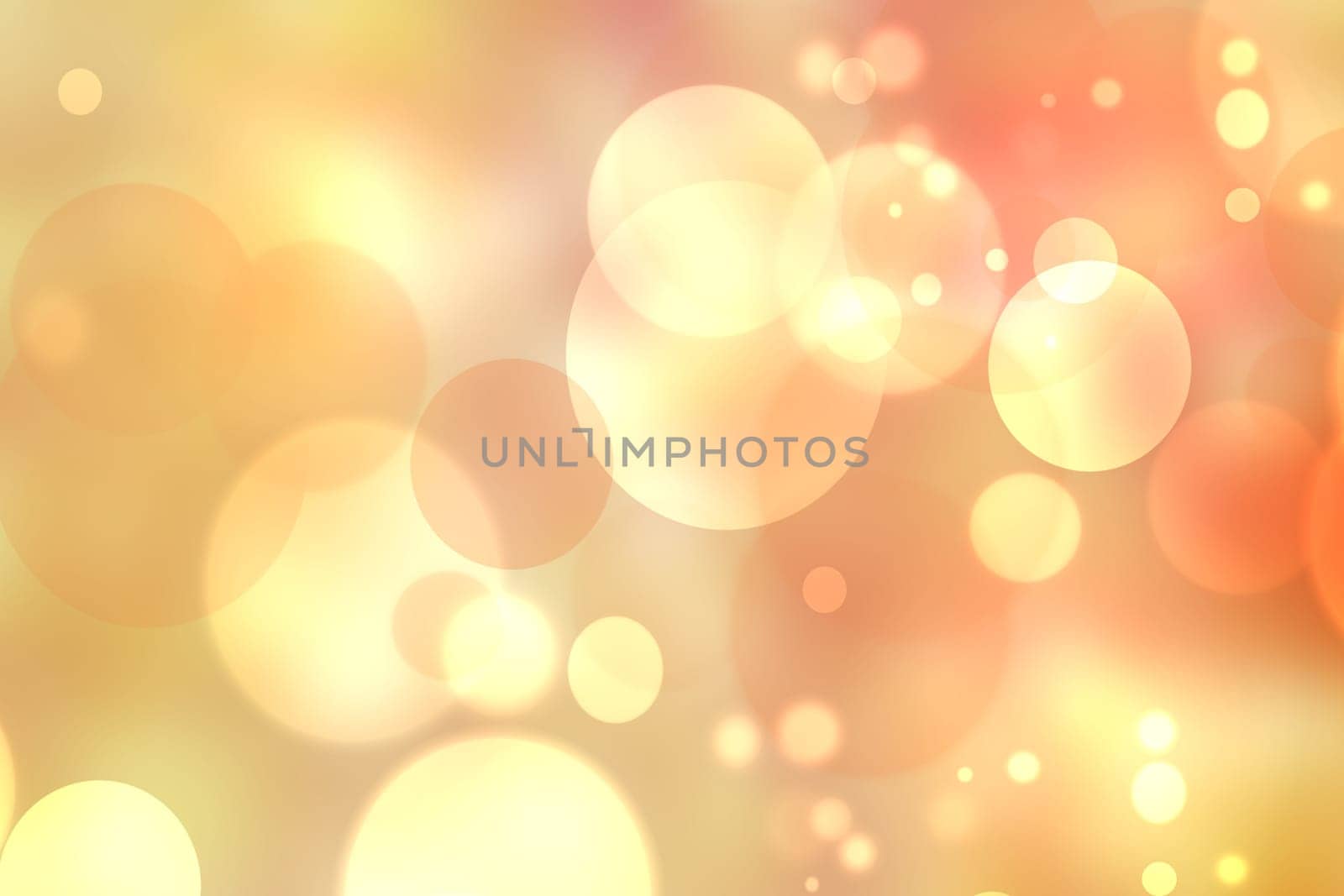 A festive abstract orange pink yellow gradient background texture with glitter defocused sparkle bokeh circles. Card concept for Happy New Year, party invitation, valentine or other holidays.