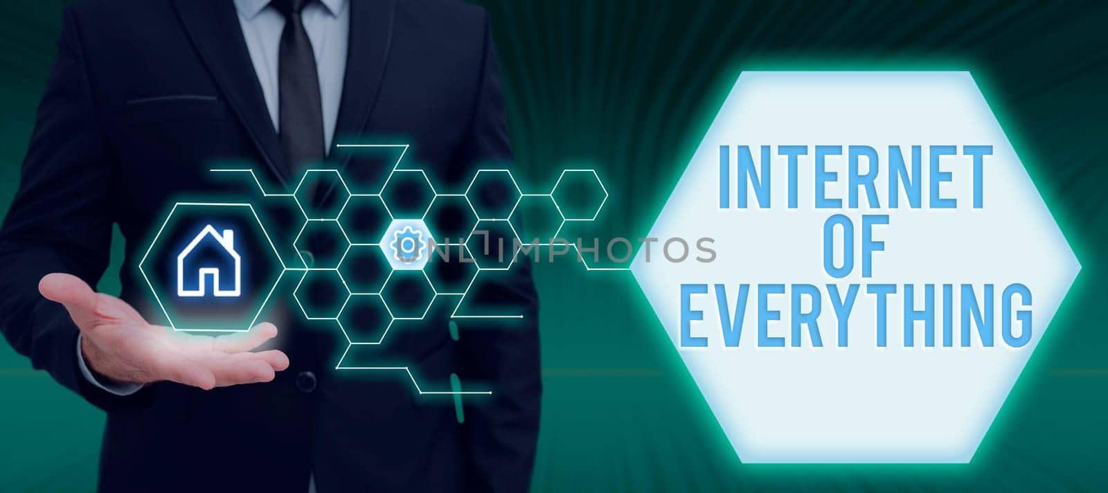 Conceptual display Internet Of Everything, Word Written on smart modern city and wireless communication network