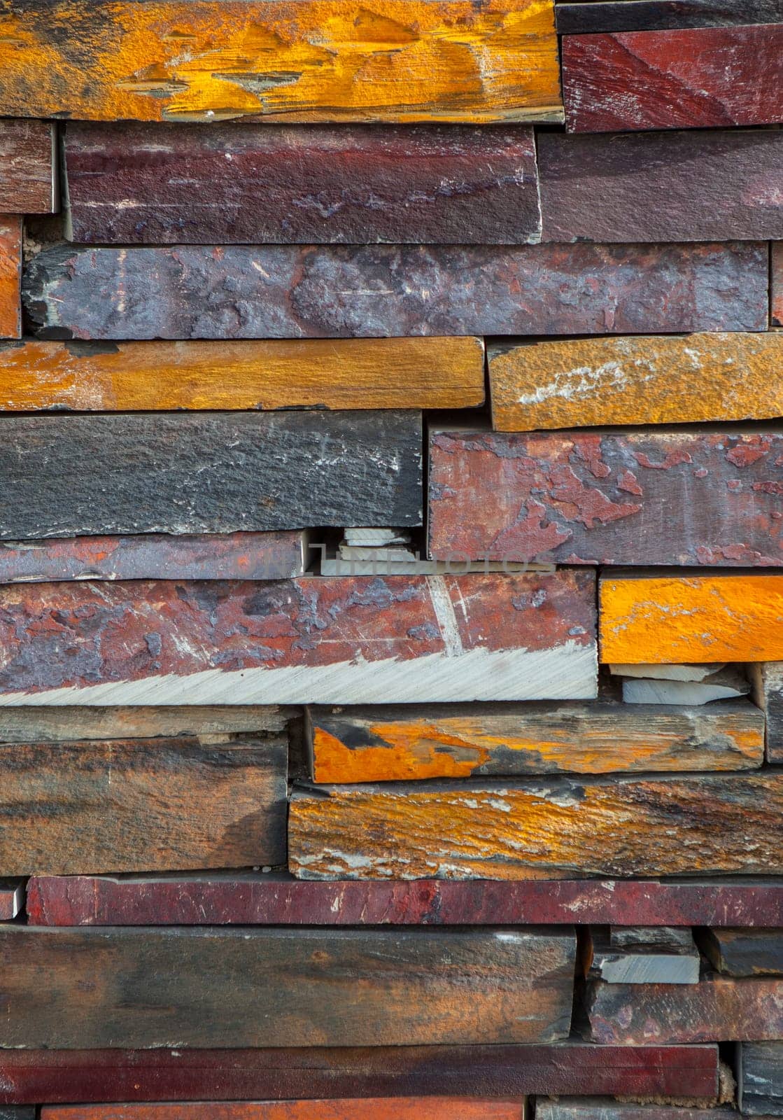 Natural colorful rust slate wall. Thick Slabs