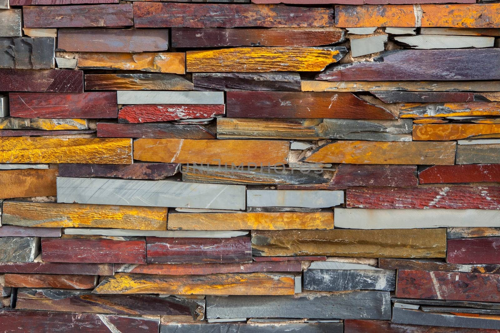 Natural colorful rust slate wall. Thick Slabs