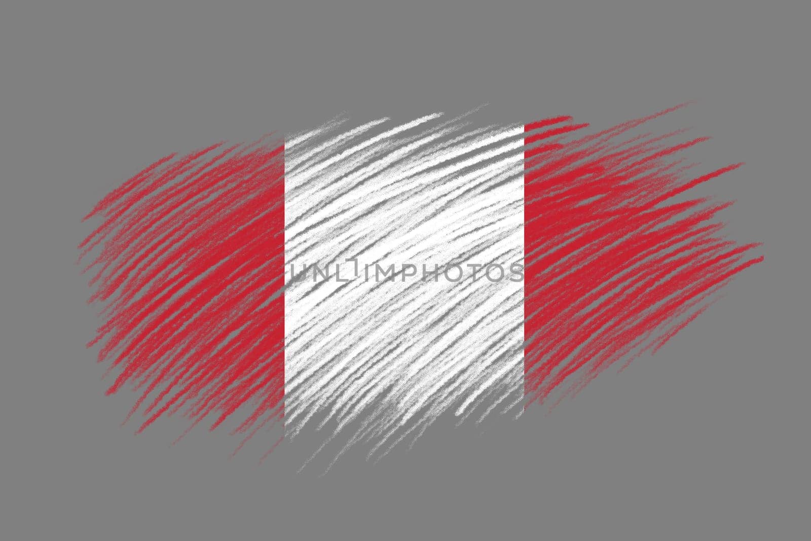 3D Flag of Peru on vintage style brush background.