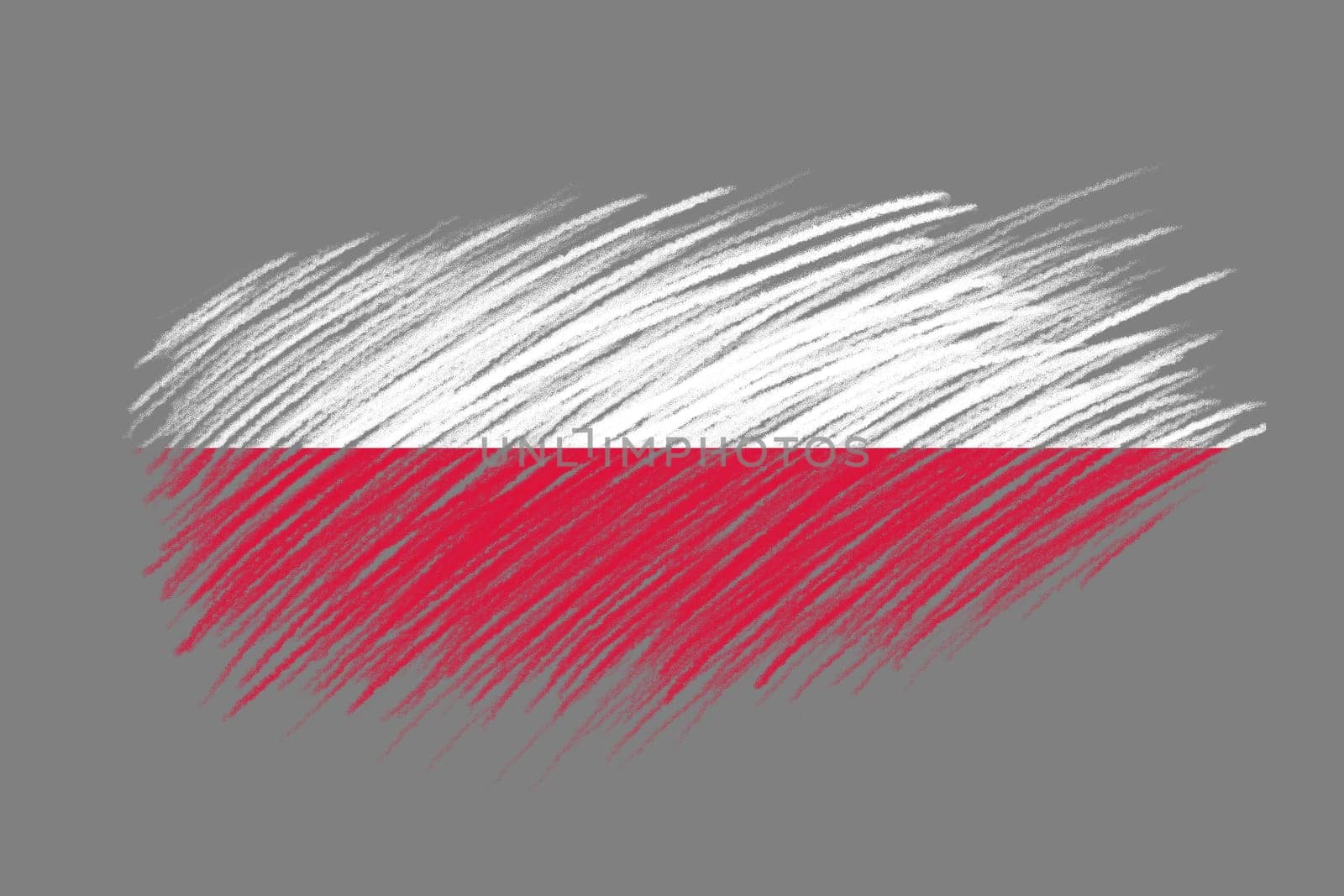 3D Flag of Poland on vintage style brush background.