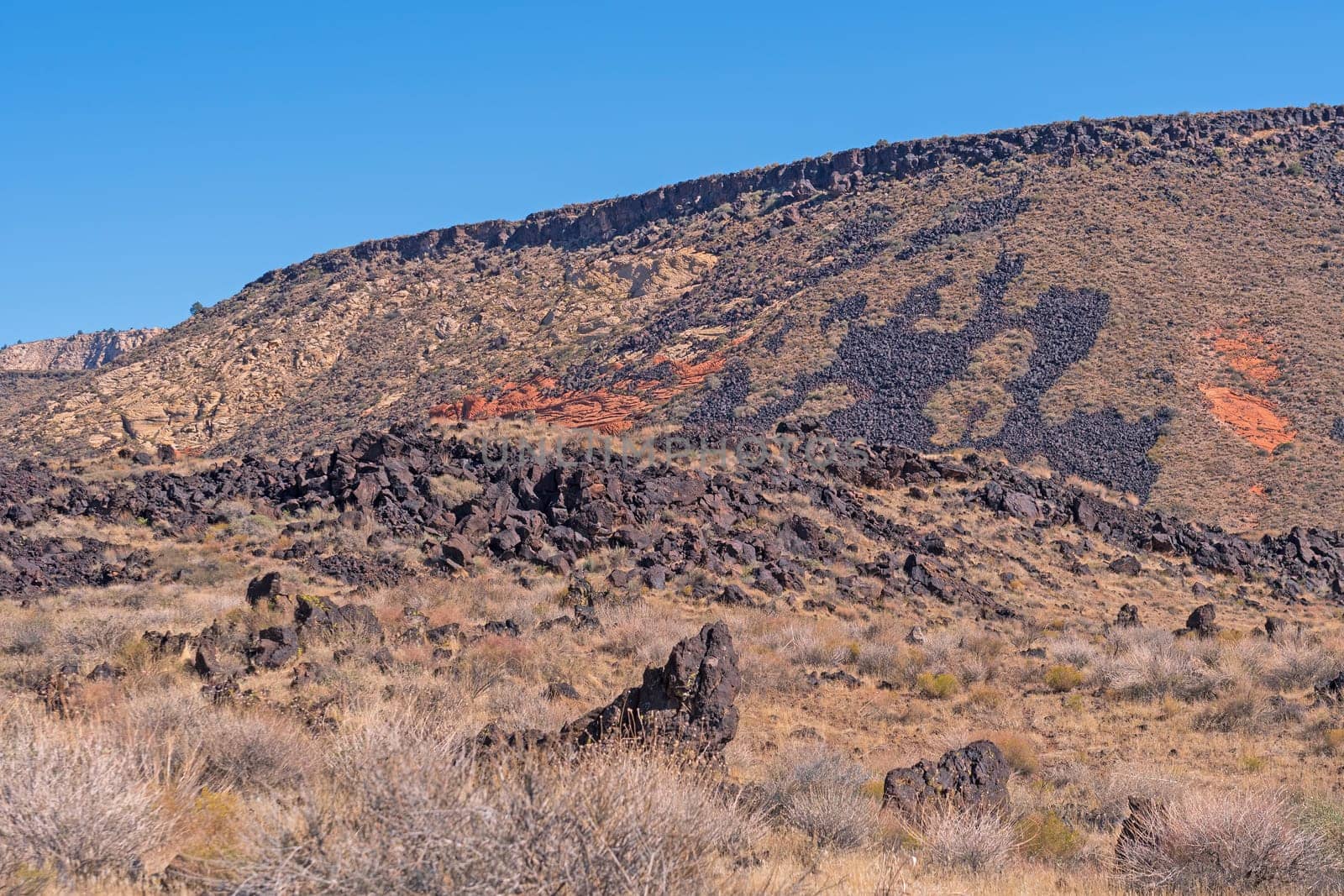 Volcanic Remnants on a Desert Landscape at Snow Canyon State Park in Utah