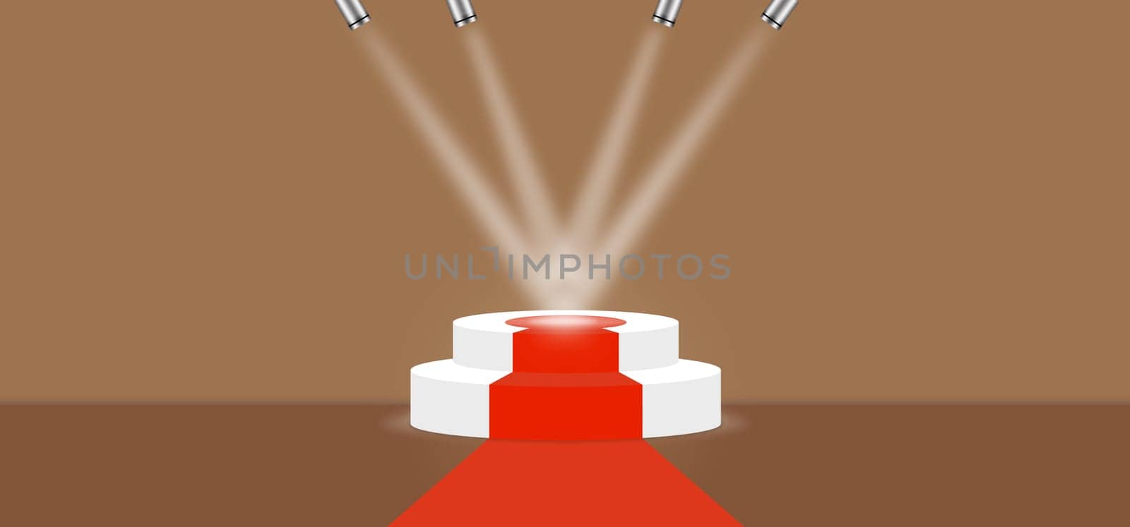 Iced Coffee color abstract with stage podium and lighting display platform, modern studio, wall scene fashion, stage podium scene with for Award Ceremony and colorful presentation simple art spotlight summer banner. 3D rendering.