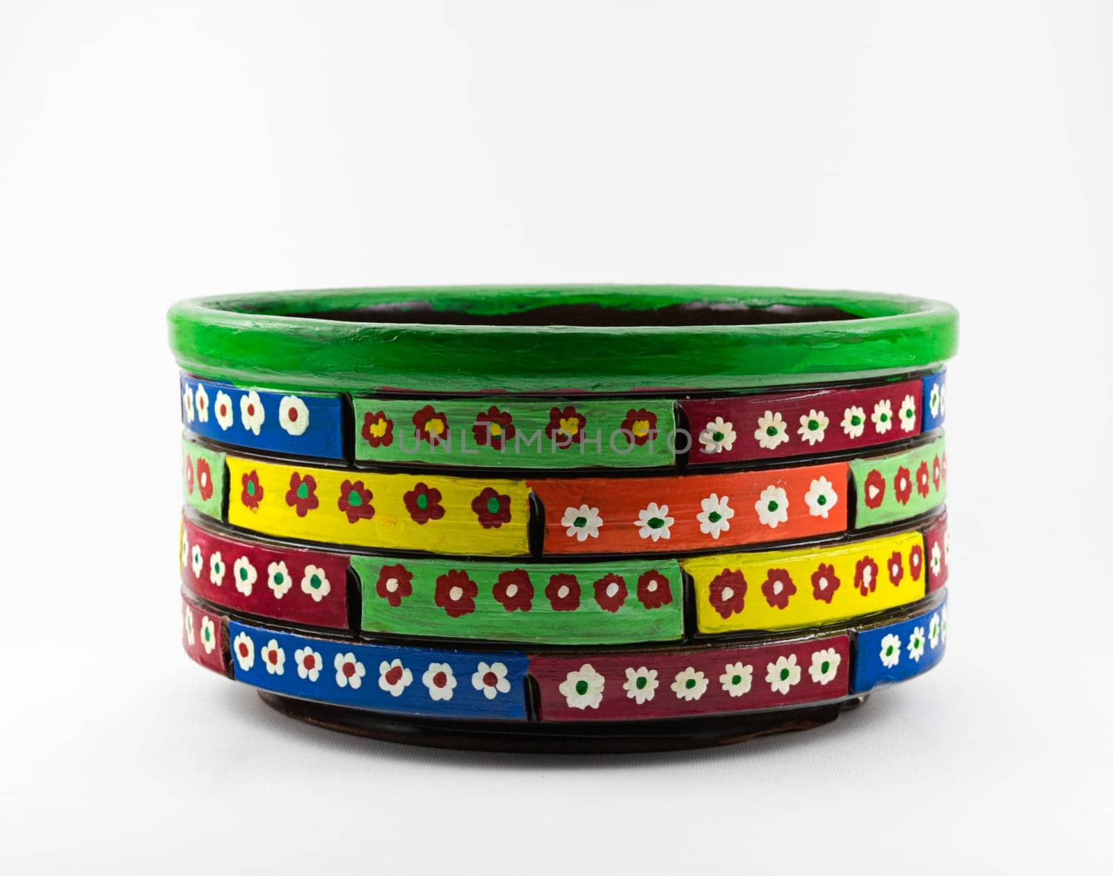 A painted handcrafted Egyptian pottery bowl made of clay, one of the oldest habits of the Ancient Egyptians