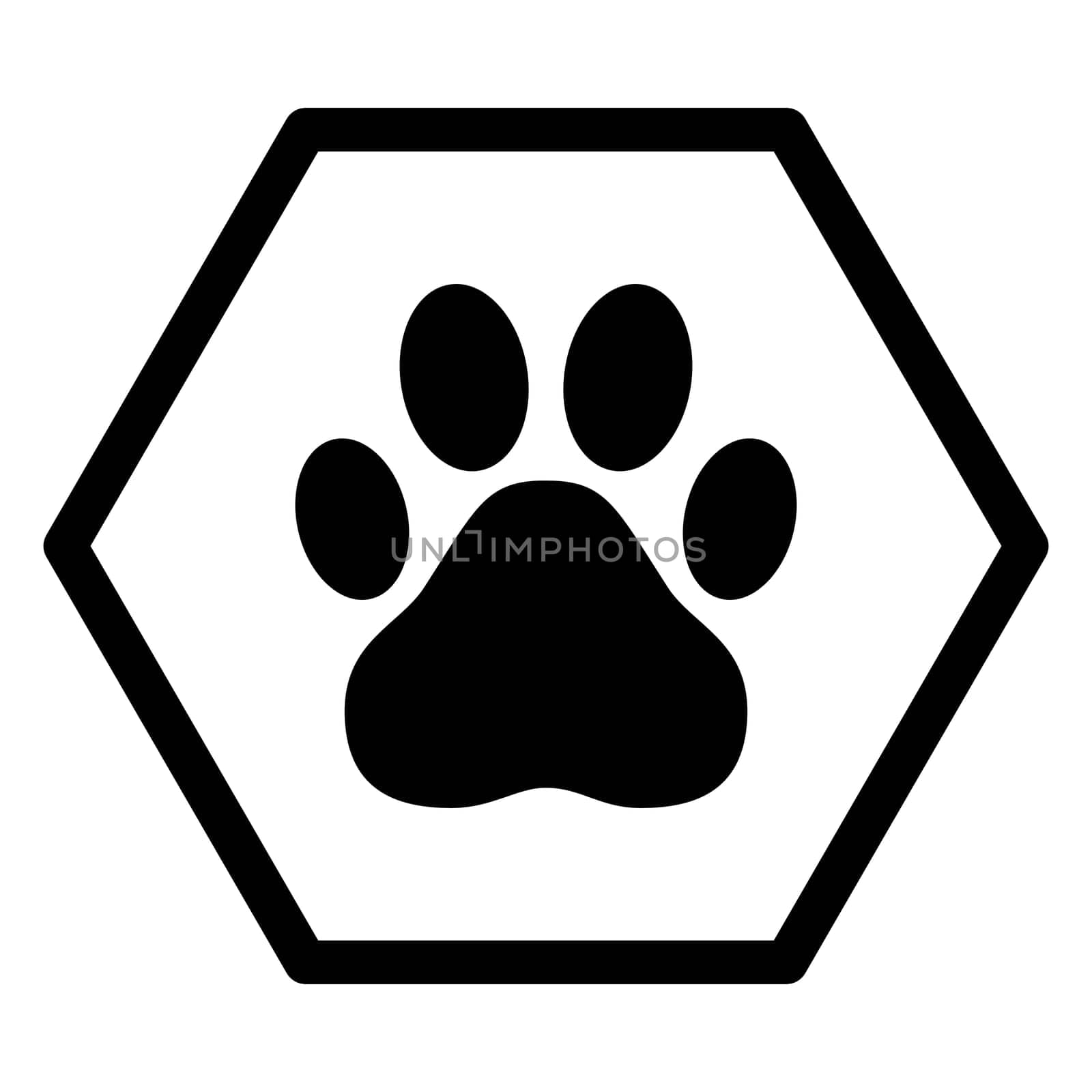 Paw and hexagon