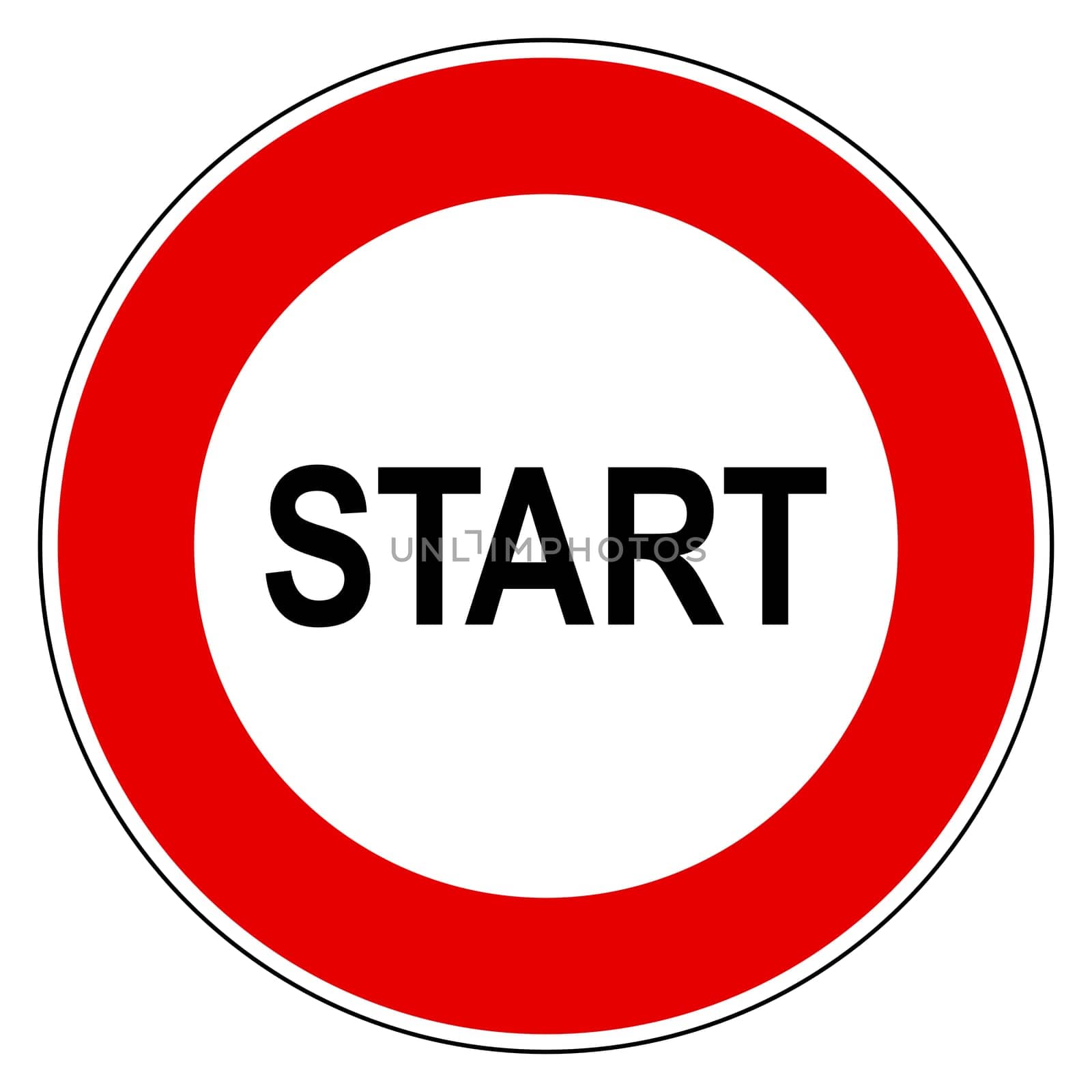 Start and prohibition sign