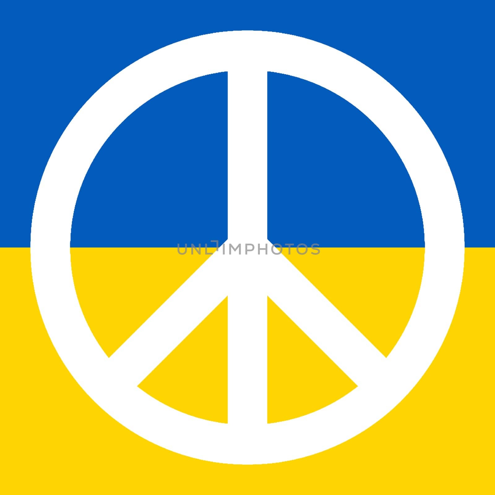 Ukraine flag with peace symbol. Official state symbol of country. Official RGB colors.