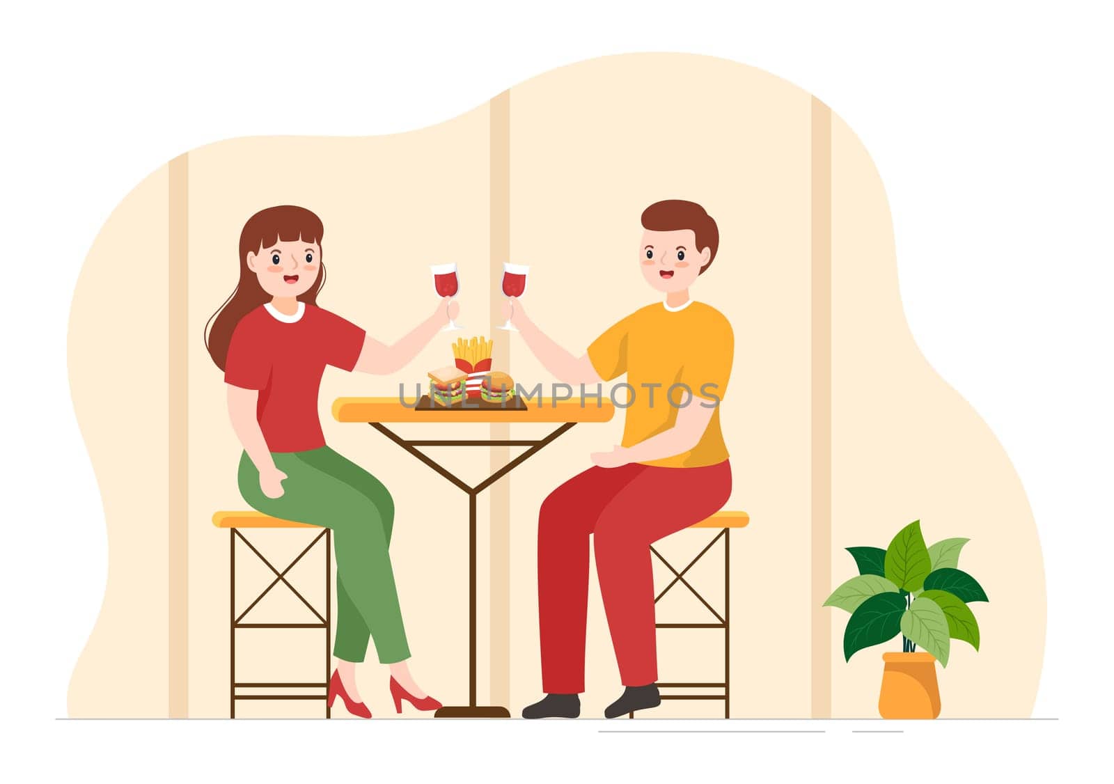 French Cuisine Restaurant with Various Traditional or National Food Dish of France on Flat Style Cartoon Hand Drawn Templates Illustration