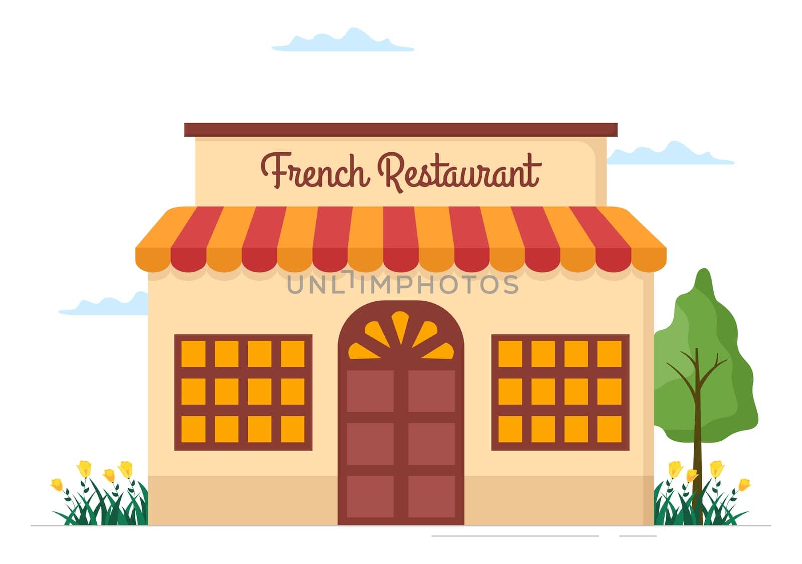 French Cuisine Restaurant with Various Traditional or National Food Dish of France on Flat Style Cartoon Hand Drawn Templates Illustration