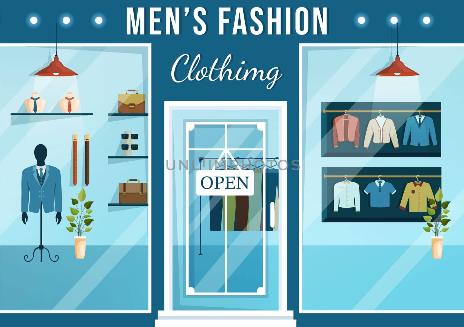 Fashion Men and Outfit of Fashionable Man in Boutique Indoor or Clothes Shop for Shopping on Flat Cartoon Hand Drawn Templates Illustration