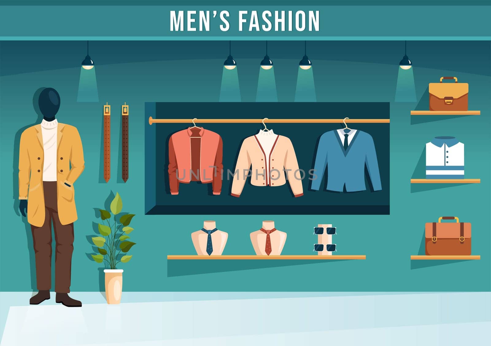 Fashion Men and Outfit of Fashionable Man in Boutique Indoor or Clothes Shop for Shopping on Flat Cartoon Hand Drawn Templates Illustration