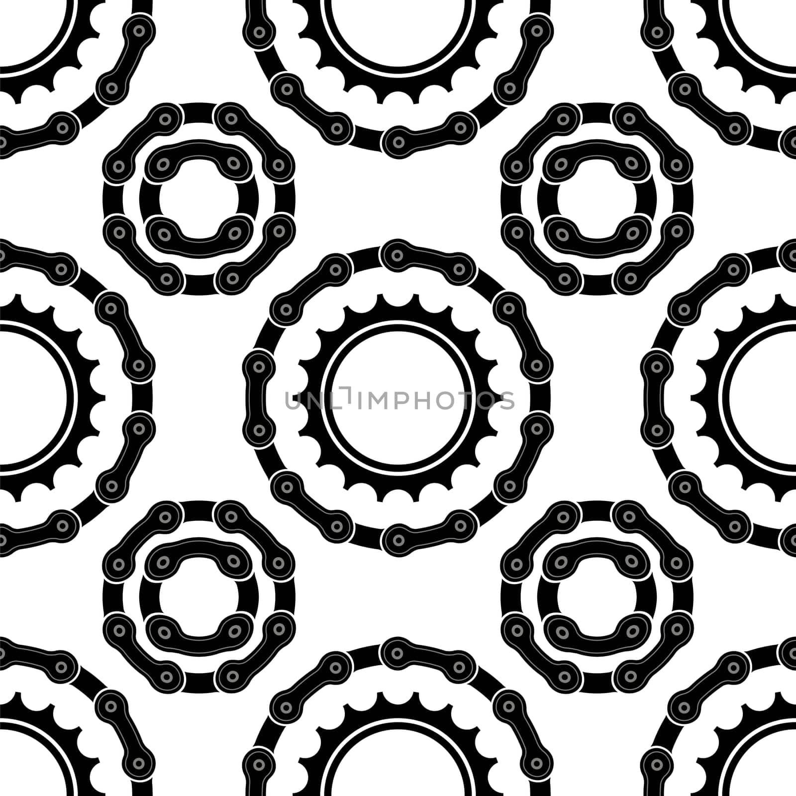 Differente Bicicle Chain Frames Seamless Pattern Isolated on White Background.