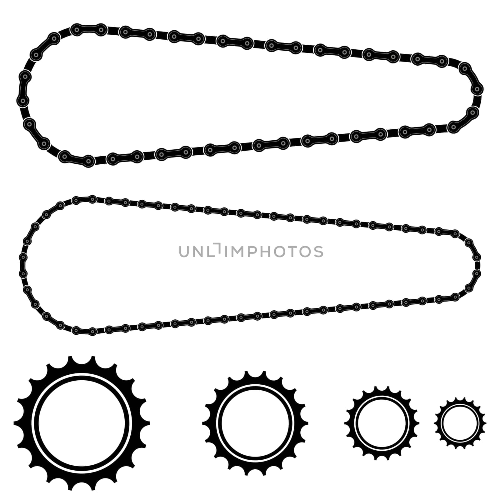 Set of Different Bicycle Chain Frames Isolated on White Background.