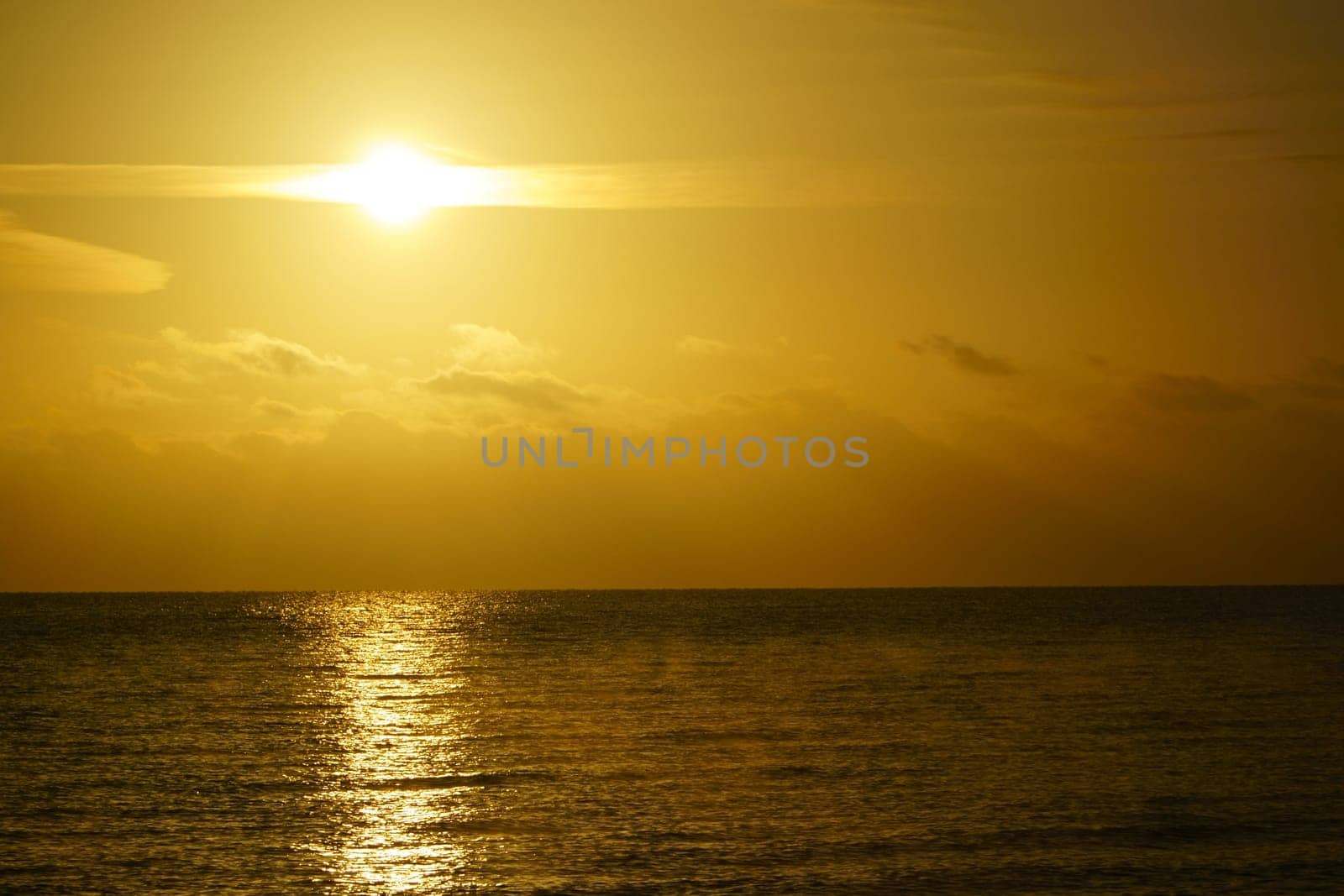 Beautiful sunrise at the baltic sea with golden colours