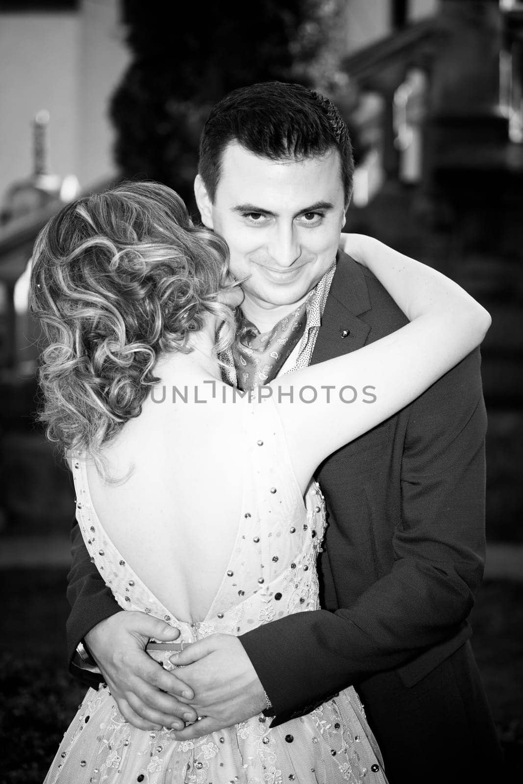 Newly wed couple outdoor on a summer day.
