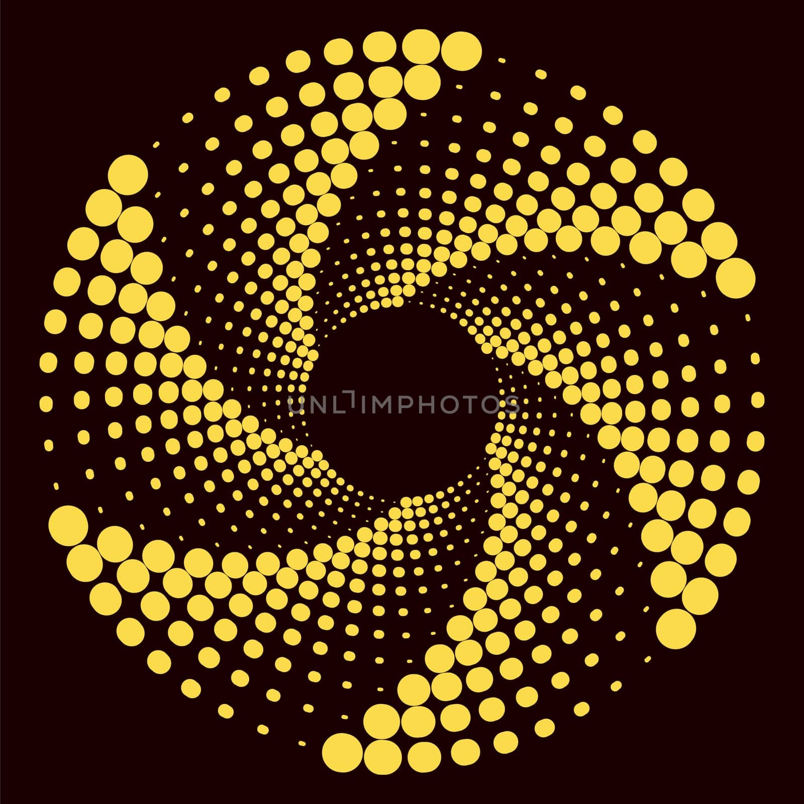 Yellow Circle Dotted Icon Isolated on Black Background.