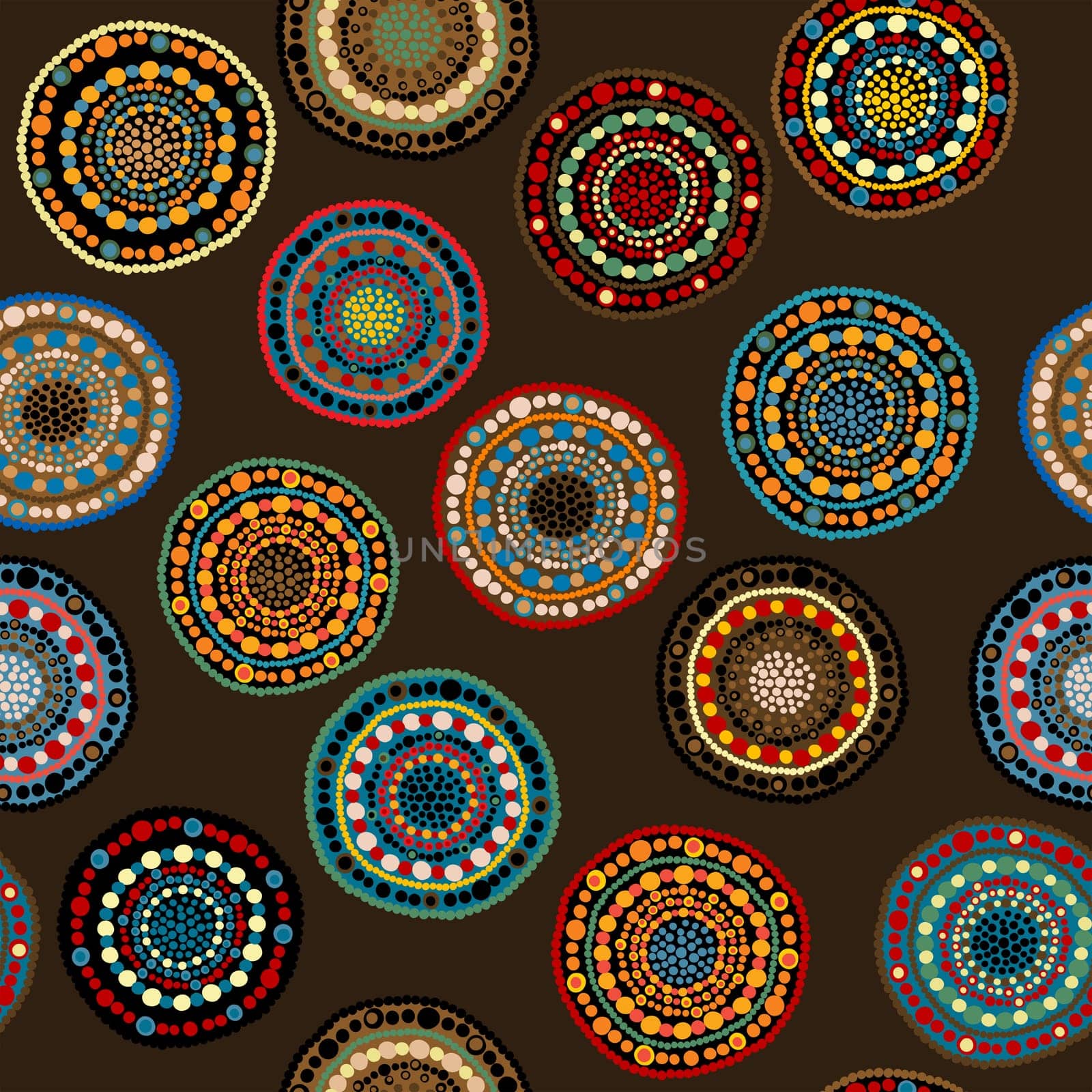 African ethnic geometrical pattern with dotted round shapes