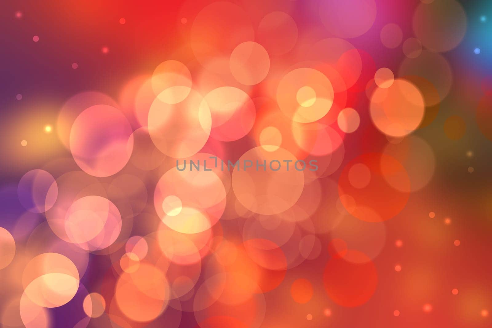 A festive abstract gradient orange pink red background texture with glitter defocused sparkle bokeh circles and stars. Card concept for Happy New Year, party invitation, valentine or other holidays.