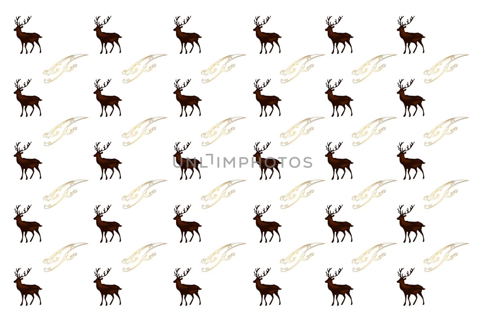 Christmas pattern on white background with deer and vintage pattern. Vector image. Package design.
