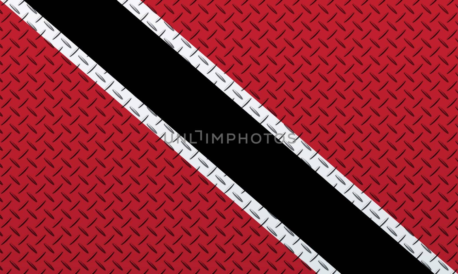 3D Flag of Trinidad and Tobago on a metal wall background.