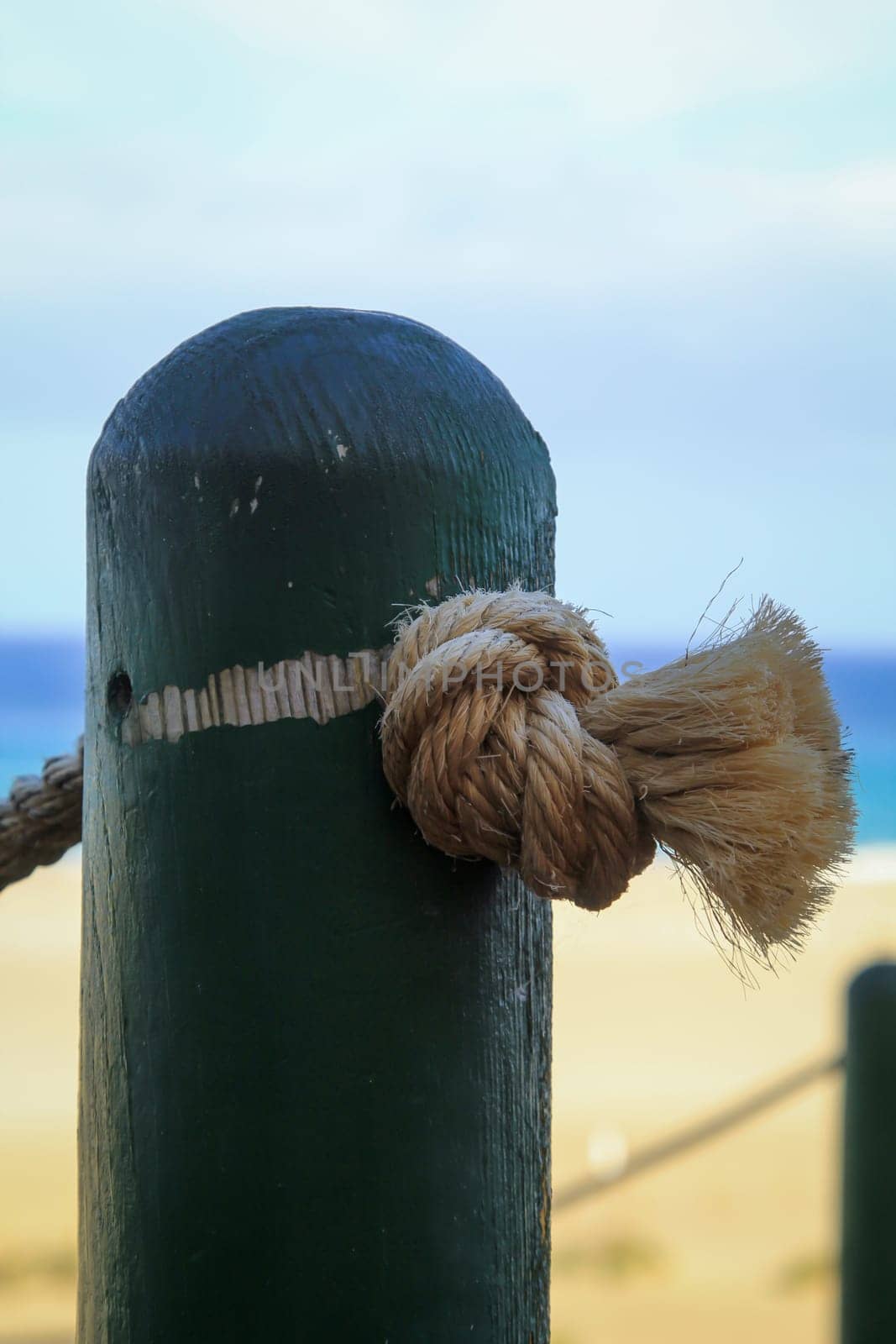Detail of a railing to delimit an access of a biotope.