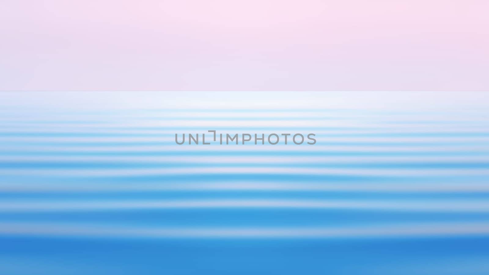 Light pink sky over the blue calm waves of the sea tide. Abstract pastel seascape background in watercolor tones with space for copy and design. Tinted, motion blur filter.