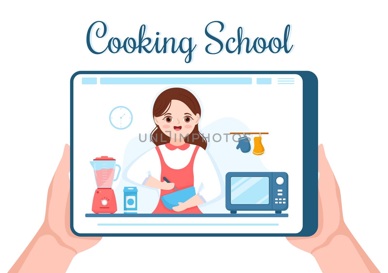 Live Streaming Online Cooking with chef in Class Learn to Cook Homemade Food and Variety of Dishes in Flat Cartoon Hand Drawn Template Illustration