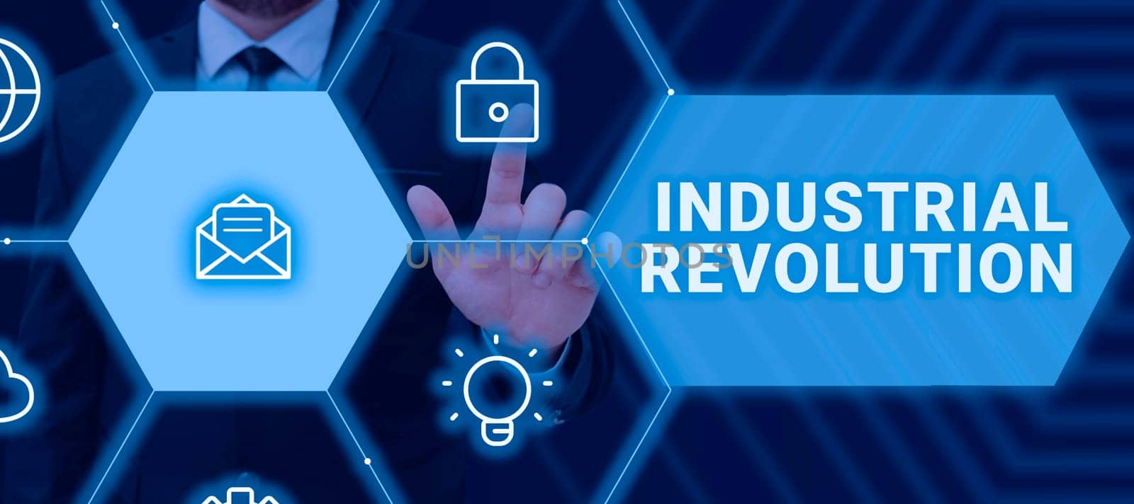 Text sign showing Industrial Revolution, Word for changes in manufacturing and transportation goods