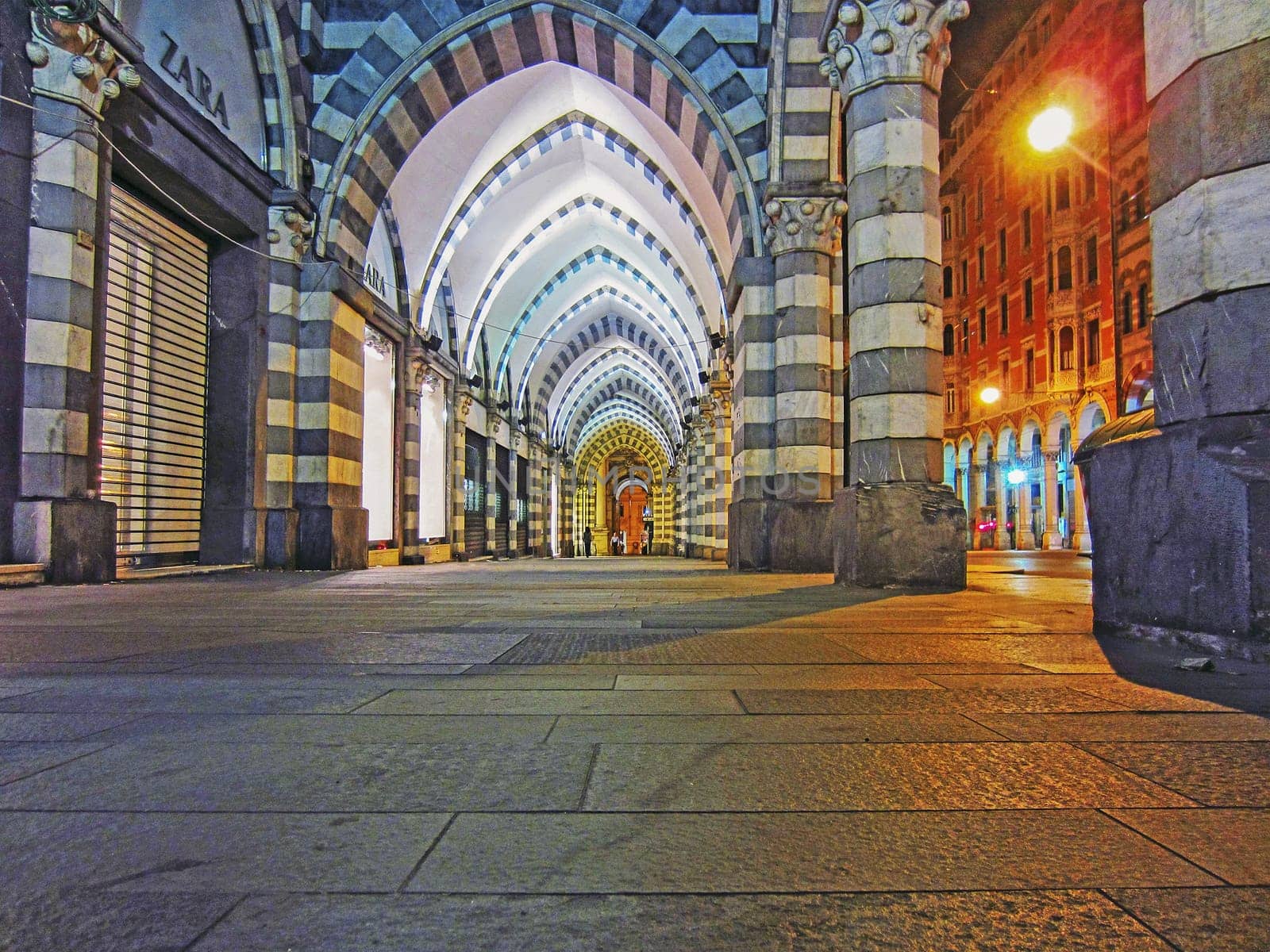 Street at night in Genoa, Italy
