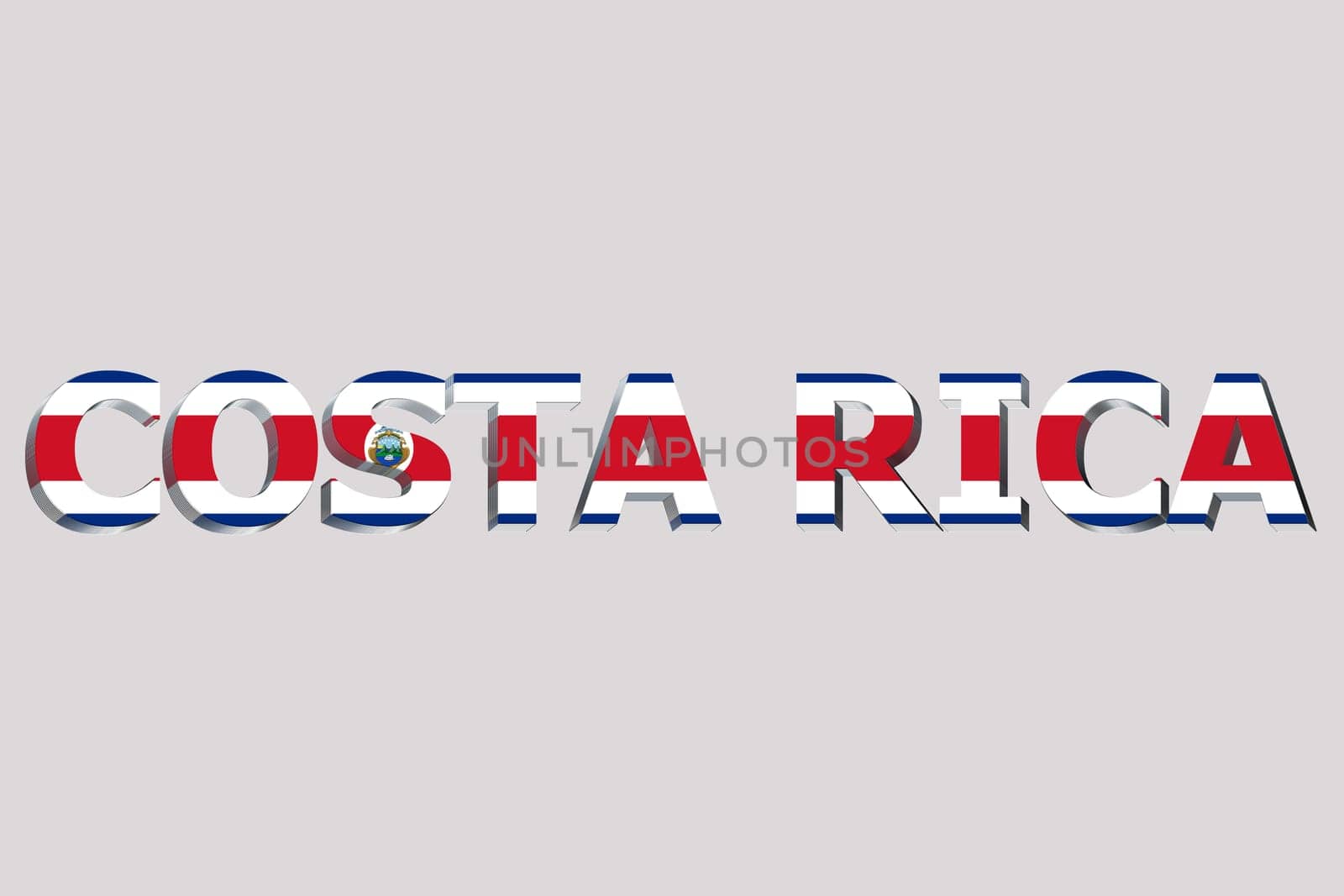 3D Flag of Costa Rica on a text background.