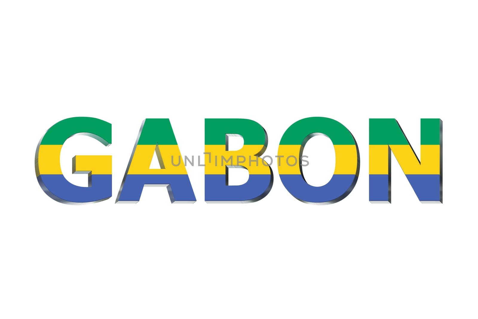 3D Flag of Gabon on a text background.