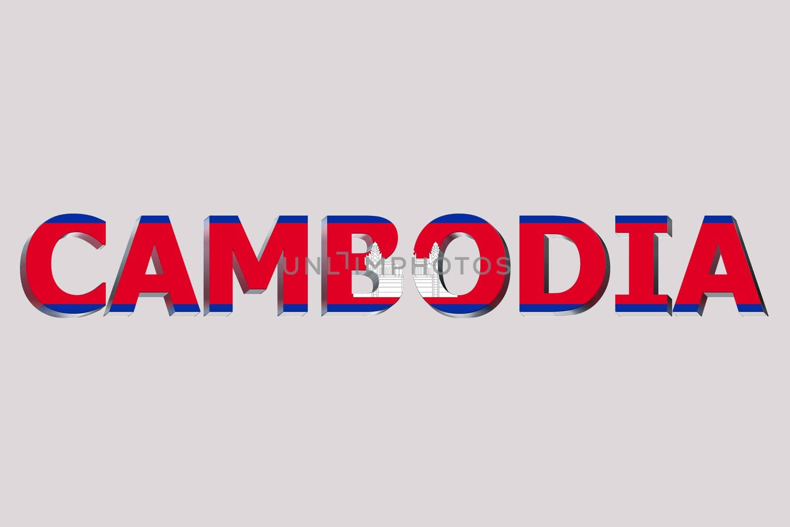 3D Flag of Cambodia on a text background.