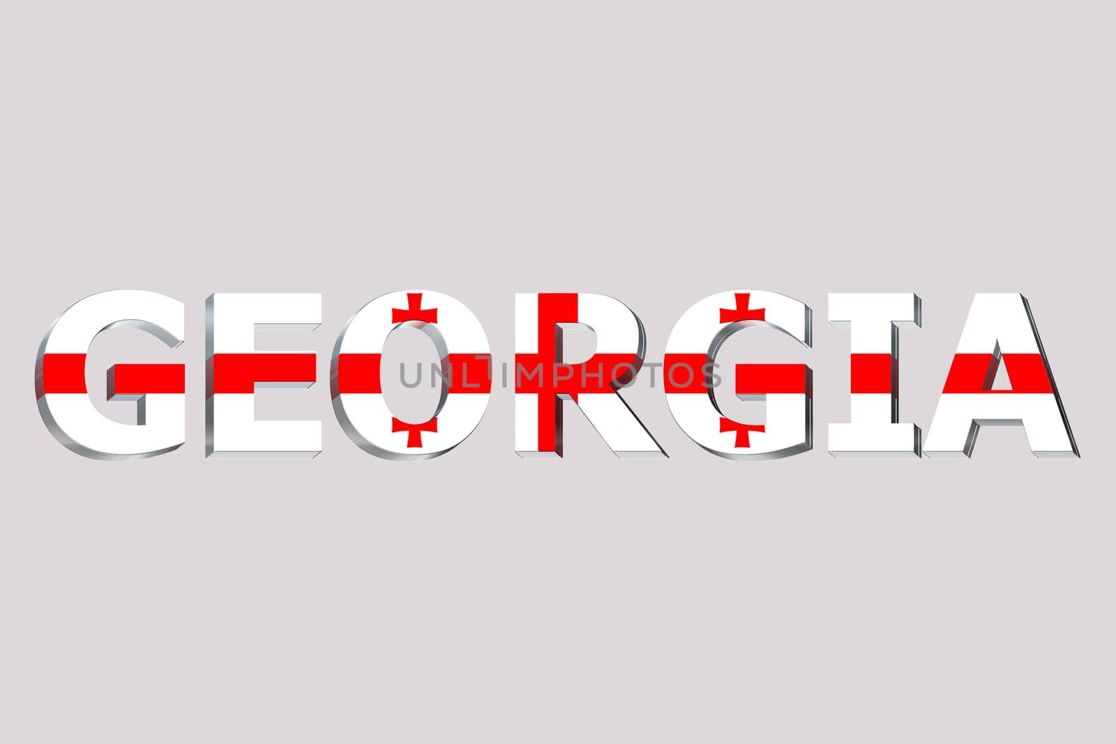 3D Flag of Georgia on a text background.