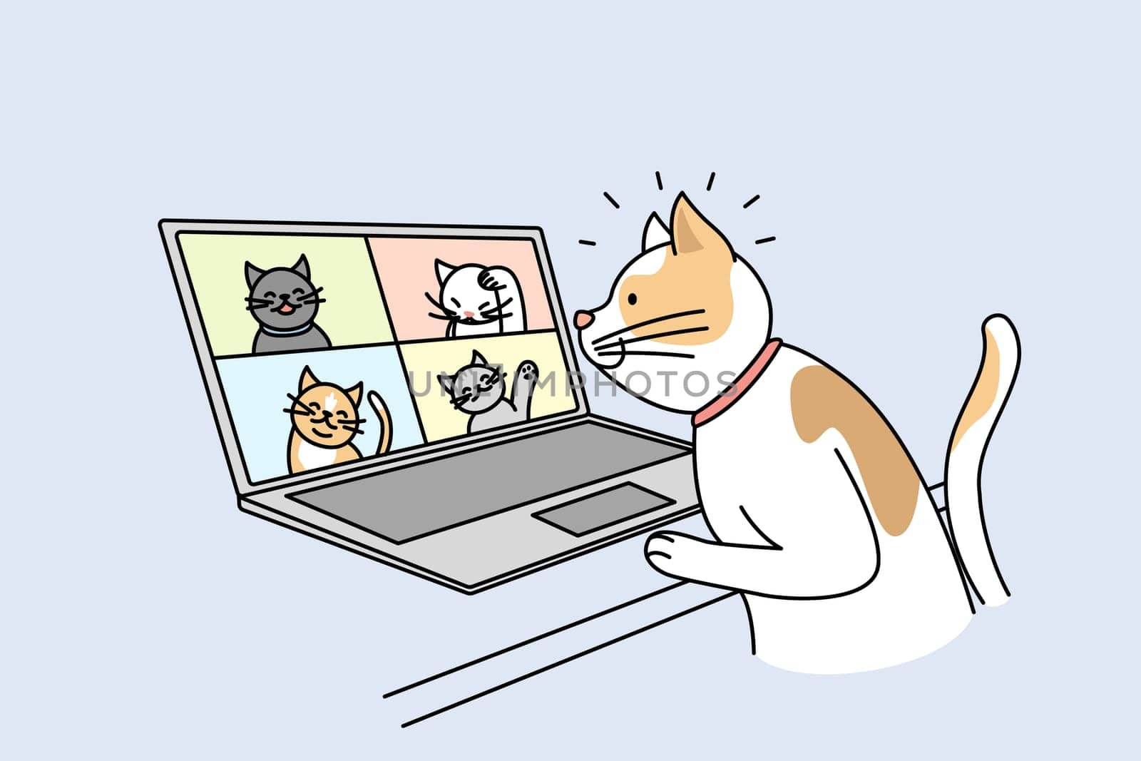 Cat talk on video call with pets by VECTORIUM