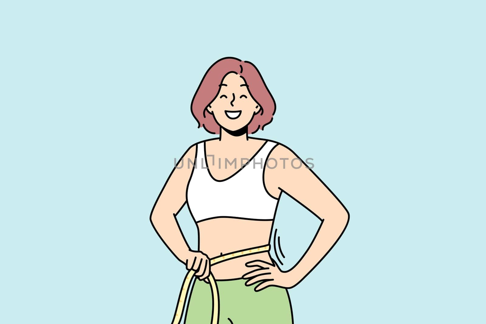 Smiling woman with tape on waist