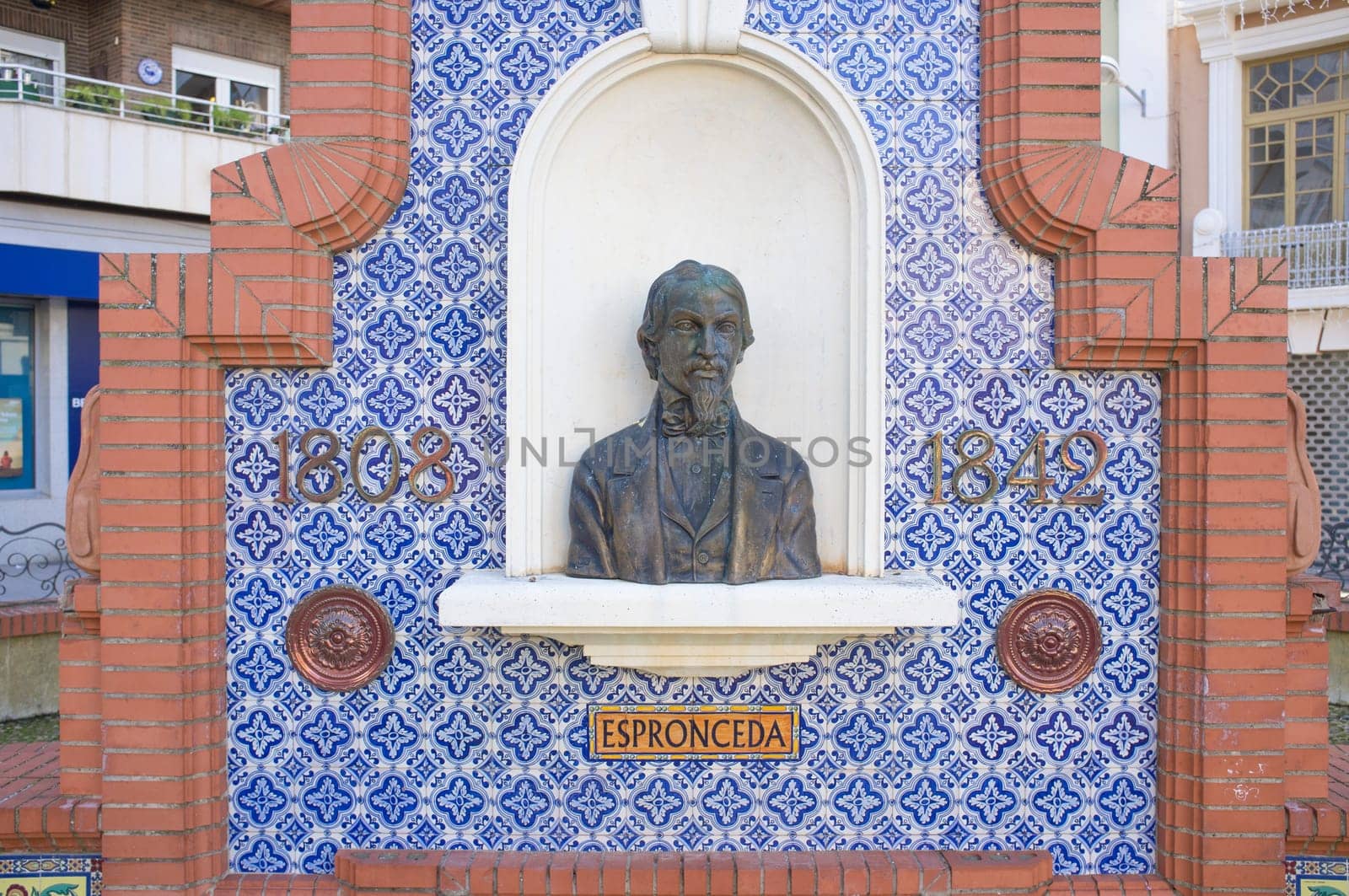 Almendralejo, Spain. Dec 5th, 2020: Jose de Espronceda portrait. Sculpture bust. Almendralejo, Badajoz, Spain
