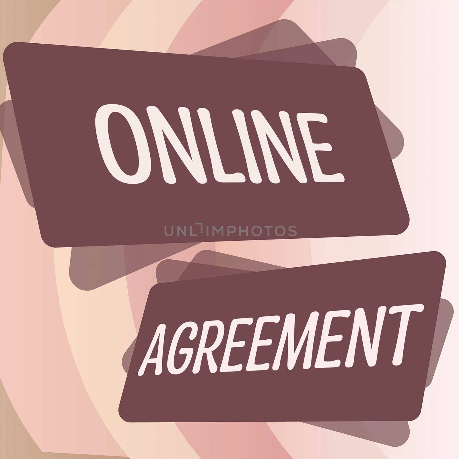 Writing displaying text Online Agreement, Word for method conducted using computermediated communication Businesswoman Presenting Important Message On Paper Attached To Stick.