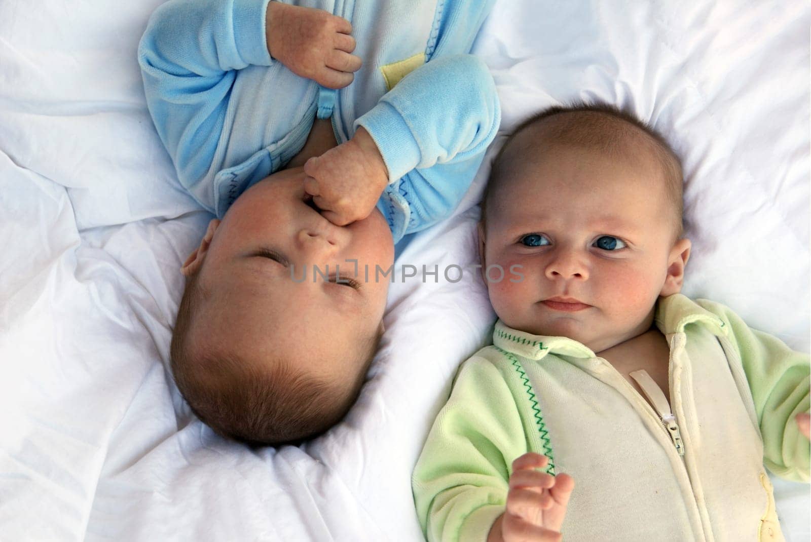Two baby boys twin brothers