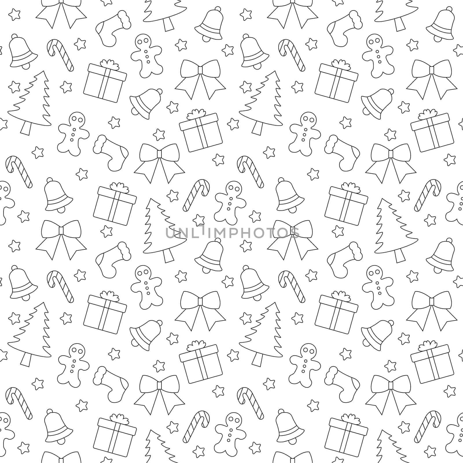 Christmas Background Seamless Pattern Design With Santa Claus, Tree, Snowman And Gifts in Template Hand Drawn Cartoon Flat Illustration