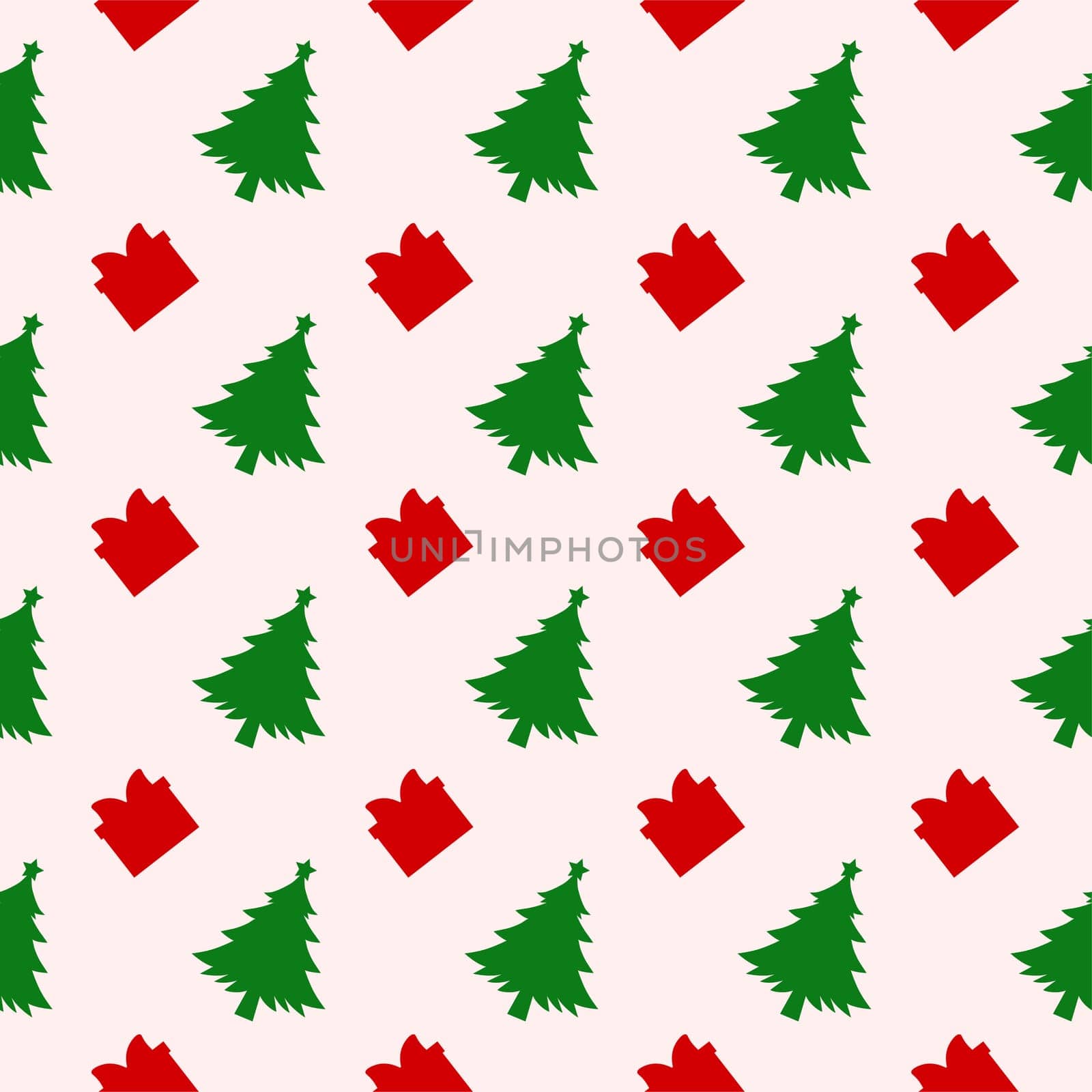 Christmas Background Seamless Pattern Design With Santa Claus, Tree, Snowman And Gifts in Template Hand Drawn Cartoon Flat Illustration