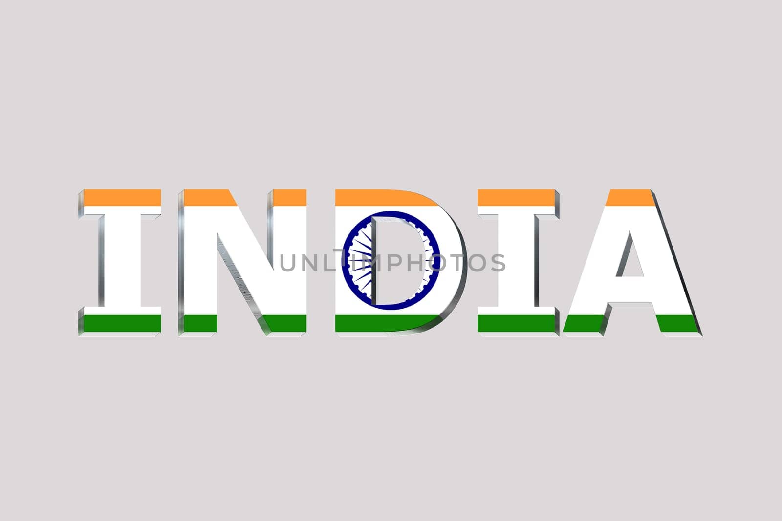 3D Flag of India on a text background.