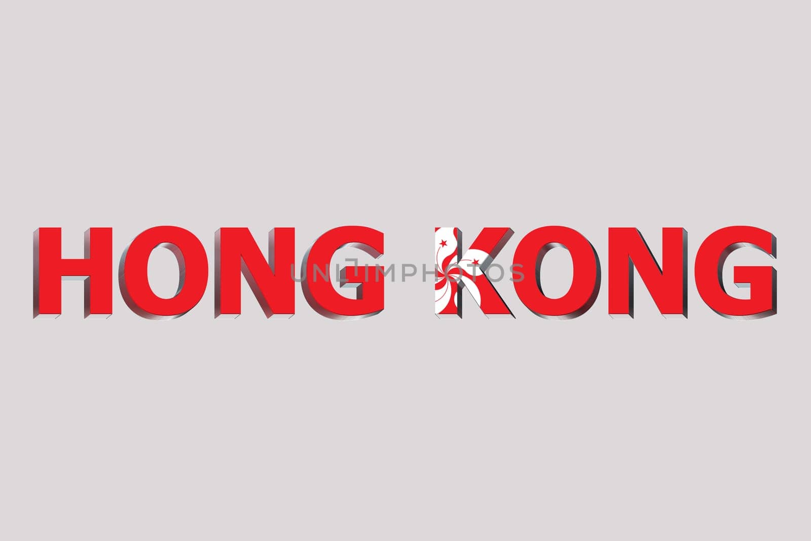 3D Flag of Hong Kong on a text background.