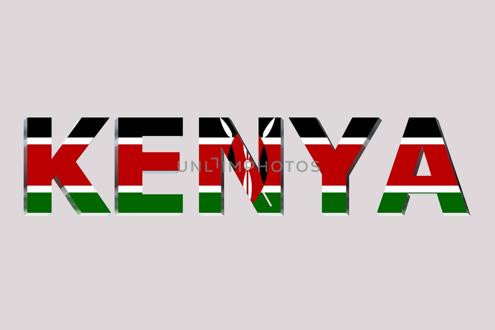 3D Flag of Kenya on a text background.