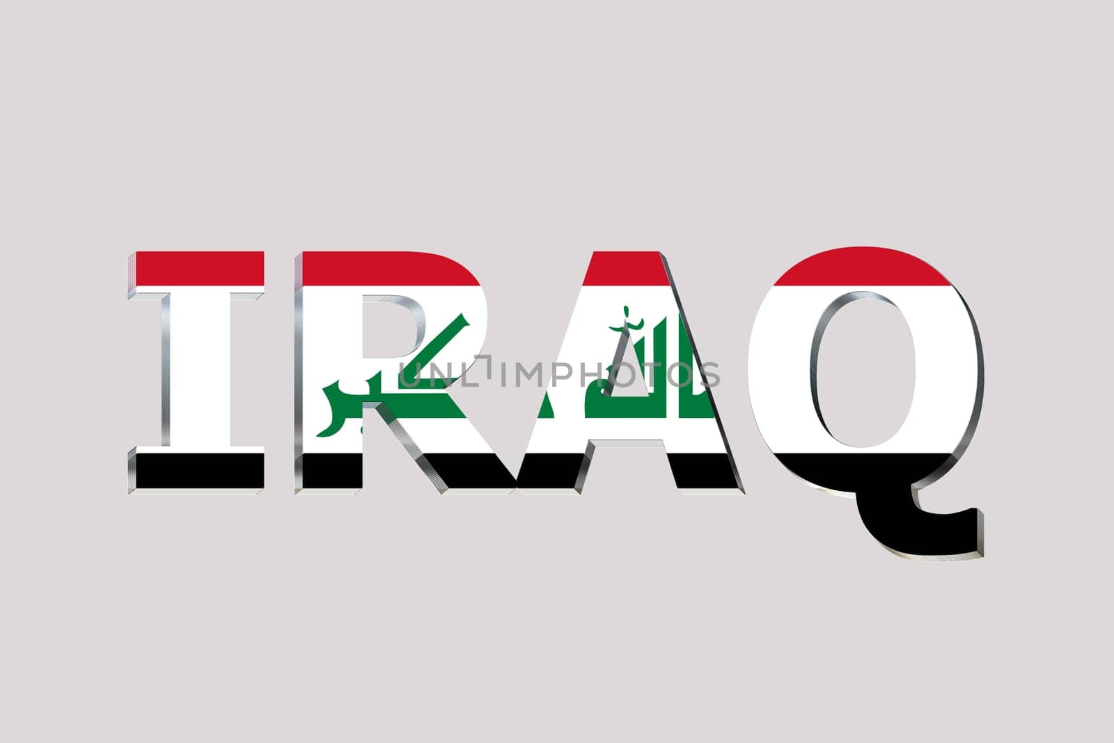 3D Flag of Iraq on a text background.