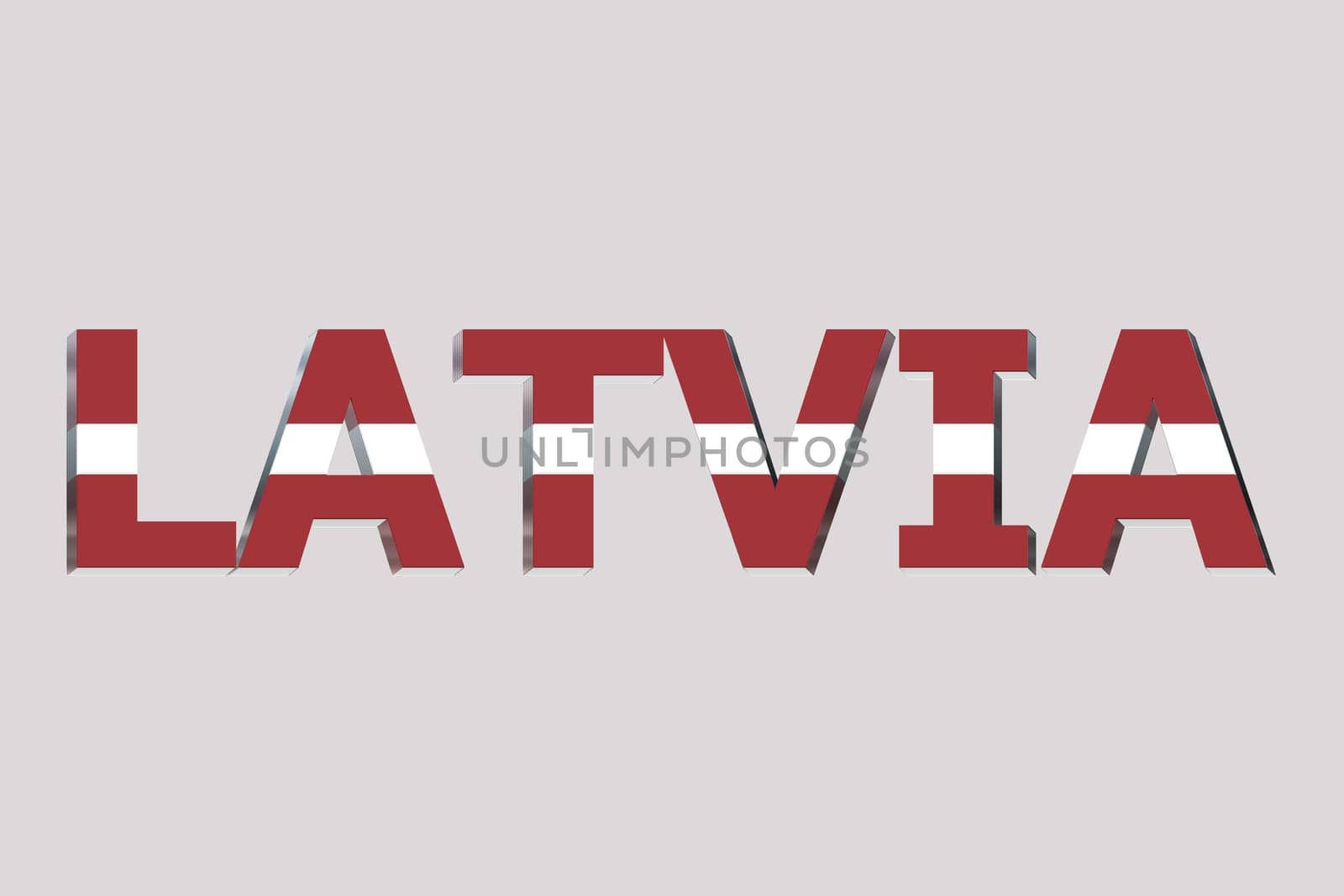 3D Flag of Latvia on a text background.