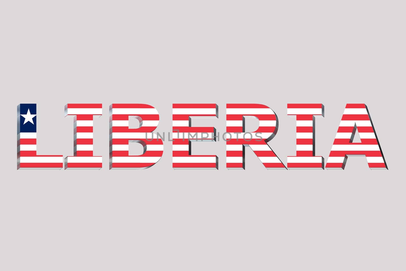 3D Flag of Liberia on a text background.