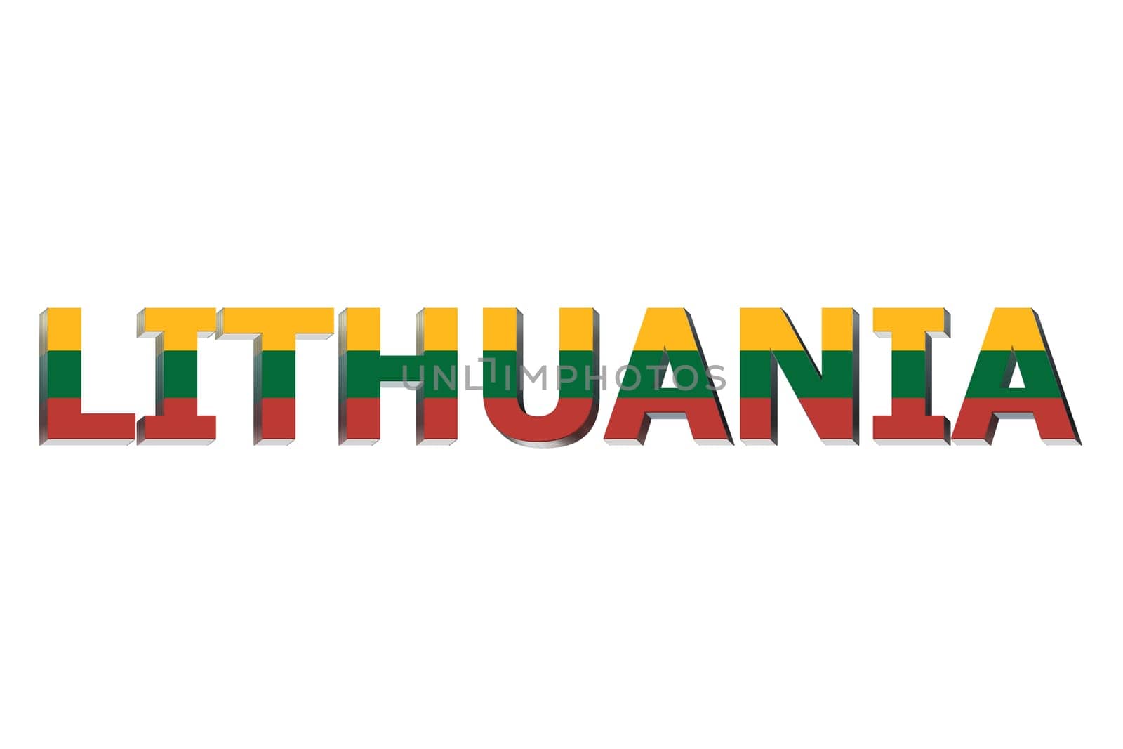 3D Flag of Lithuania on a text background.