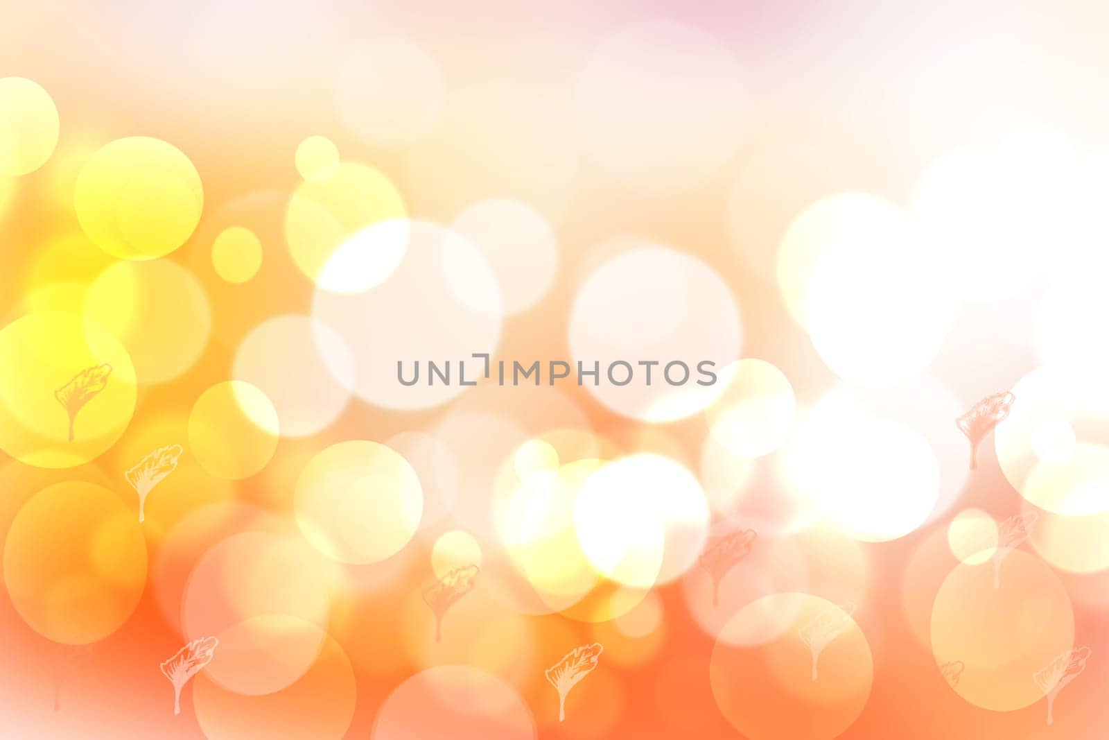 Hello autumn background. Abstract autumn gradient gold yellow orange various leaves texture. Indian summer. Card design with space for text. Beautiful backdrop.