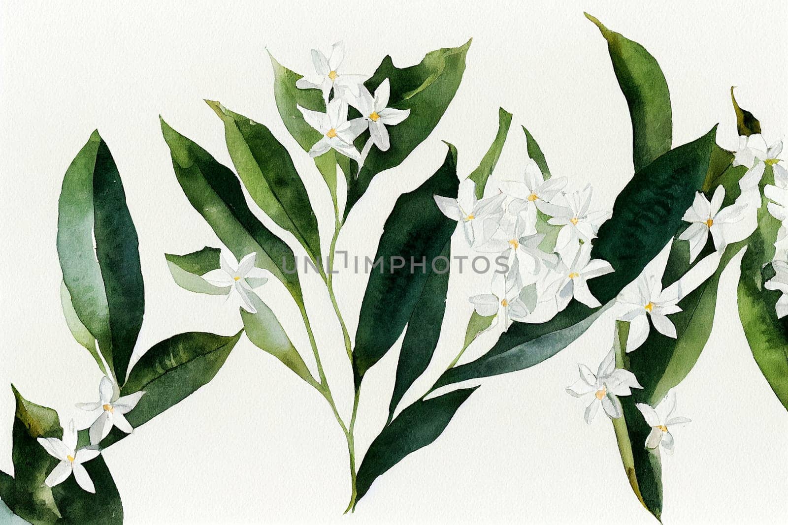 Jasminum officinale, common jasmine. Jasmine is a genus of shrubs and vines in the olive family (Oleaceae).